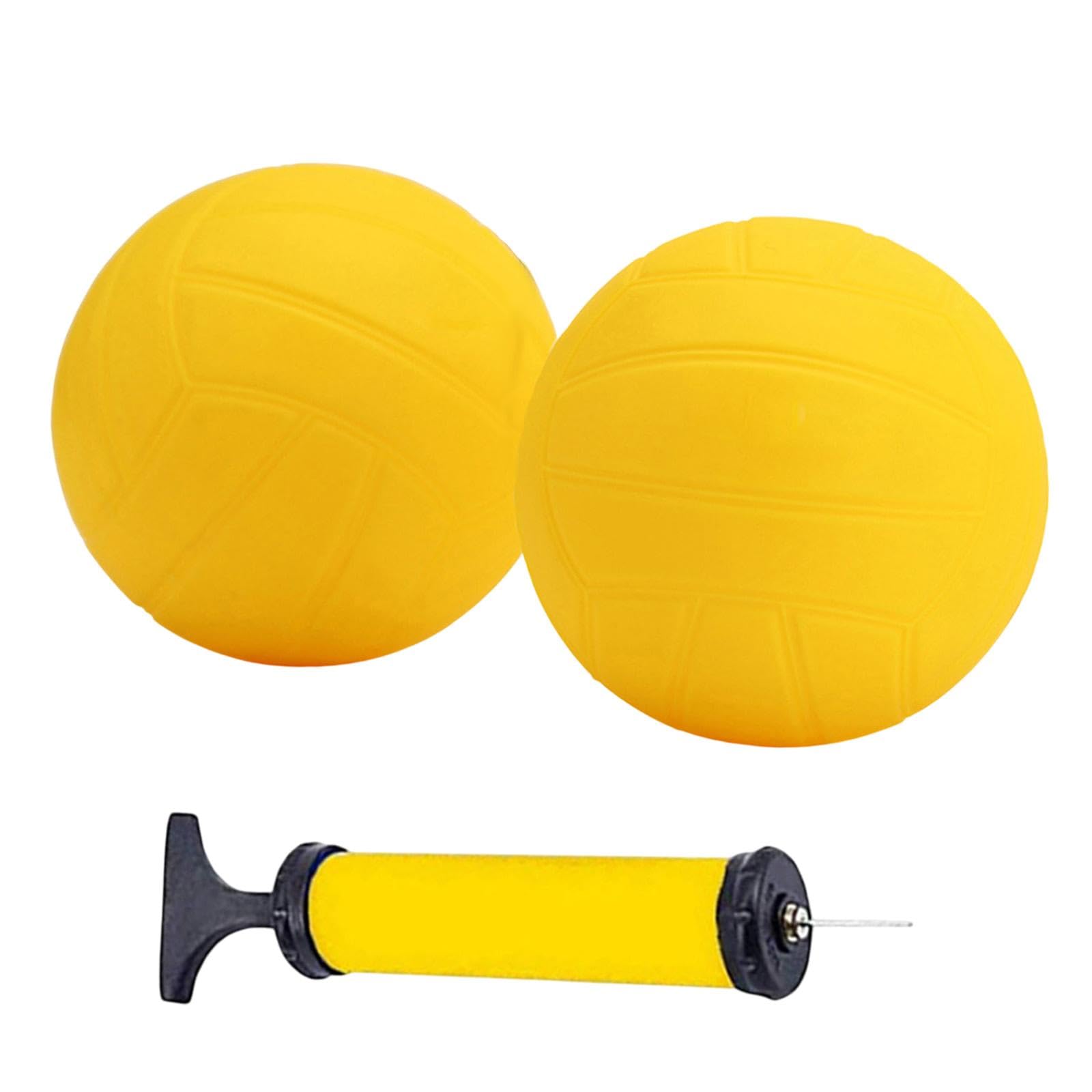 Pegciuho Inflatable PVC Replacement Balls with Spikes, Yellow, Soft Bouncy Balls, Thick, Net with Pump for Lawn, Beach, 5 Inch 2pcs