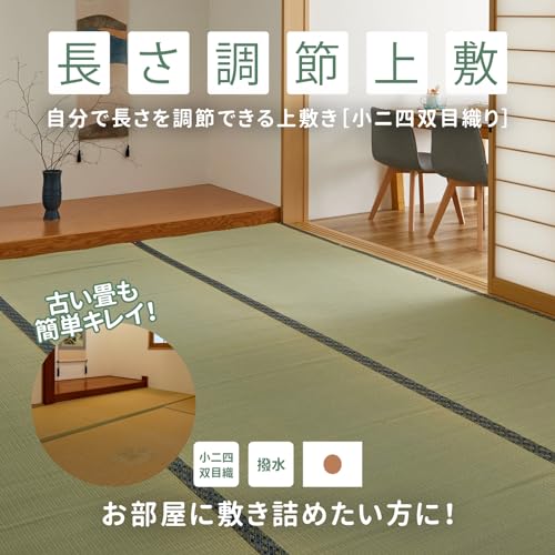 萩原 国産い草カーペット 足利 本間6畳 約幅286X長さ382cm 長さ調節ができる上敷き 撥水 裏貼りなし [2]