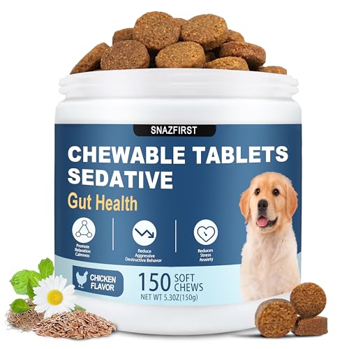 SNAZFIRST Calming Chews for Dogs Anxiety Relief, Dog Calming Chews-Anxiety and Stress Relief Treats Melatonin Bites Sleep Aid Calm Dog with Noise,Thunder,Barking,Separation(Chicken Flavor, 150 Chews)