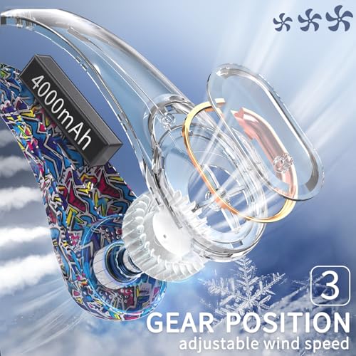 Image of FrSara Bladeless Neck Fans Portable Rechargable, Adjustable, 360 Cooling | Super Quiet, No Blade Fan Design, No Hair Twisting, Even Air Volume On Both Sides, Non-Slip, Short Charging, Long Use Time