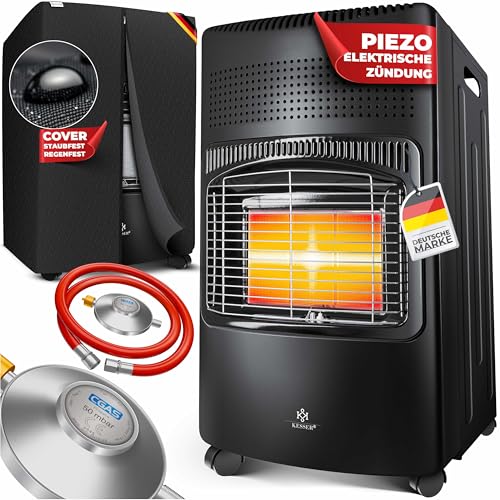 KESSER® El calentador cerámico de gas de 4200W, incl. regulador de presión de gas, manguera de...