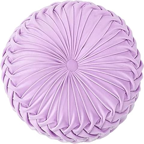 Byitre Round Pillows Velvet Pleated Circle Pillow Chair Cushion Floor Pillows Home Decorations for Home Couch Chair Bed Car(Lilac) Cover