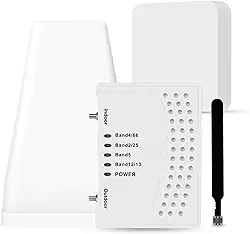 Amplificador de celular para casa e várias salas, amplificador de sinal de celular com 2 antenas internas para banda 66/2/4/5/12/17/13/25, até 6000 m², Boost 4G 5G LTE para todas as operadoras dos EUA