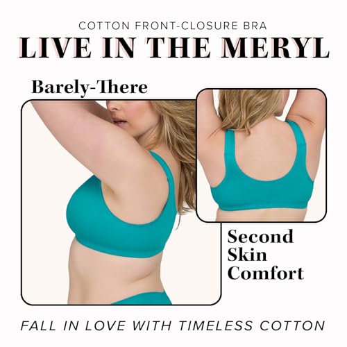 Image of LEADING LADY, Meryl, Front-Closure Cotton Bra, Comfort Sleep for Women, Breathable, Unlined, Full Coverage, Wireless, 36A-56H