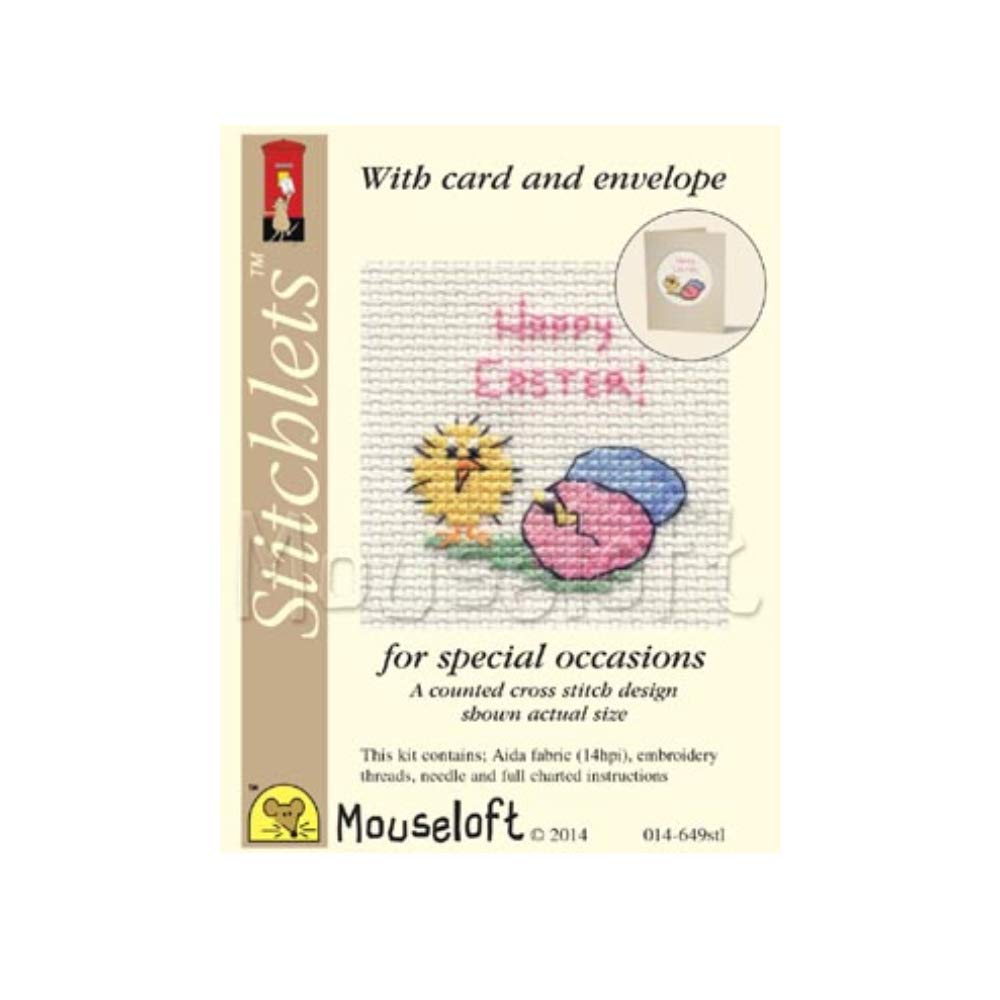 Mouseloft Stitchlet Cross Stitch Card Kit "Happy Easter Eggs"6x6cm