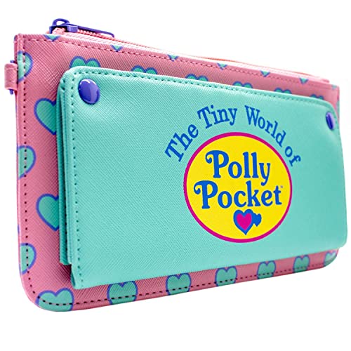 Animation The Tiny World of Polly Pocket Heart Pattern Purse Clutch Coin Pocket & Card Holder, Pink