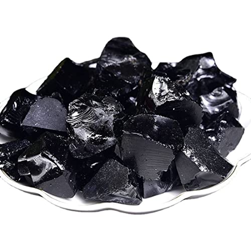 Image of Erliway Black Obsidian Raw Crystal Stone Large 1.25-2.0 inch Healing Crystals