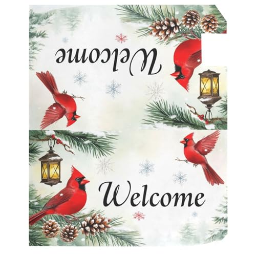 Image of Welcome Winter Cardinal Birds Magnetic Mailbox Covers Christmas Snowflake Poinsettia Mailbox Cover Standard Size Full Magnet Garden Yard Porch Mail Boxes Cover Holiday Decorations 21 inch L x 18 inch W