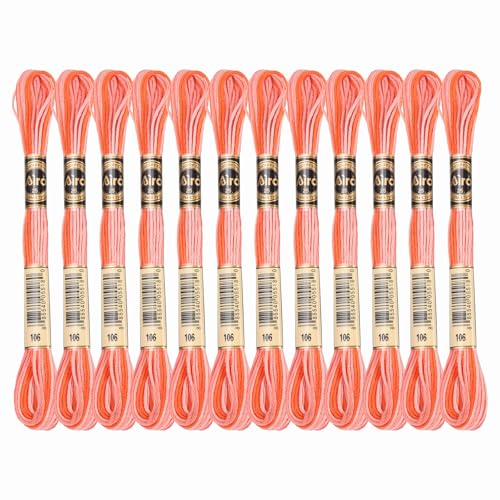 Image of PATIKIL 12 Skeins Embroidery Floss, Polyester Embroidery Threads Bracelets String for Cross-Stitch Hand Embroidery, Orange Red