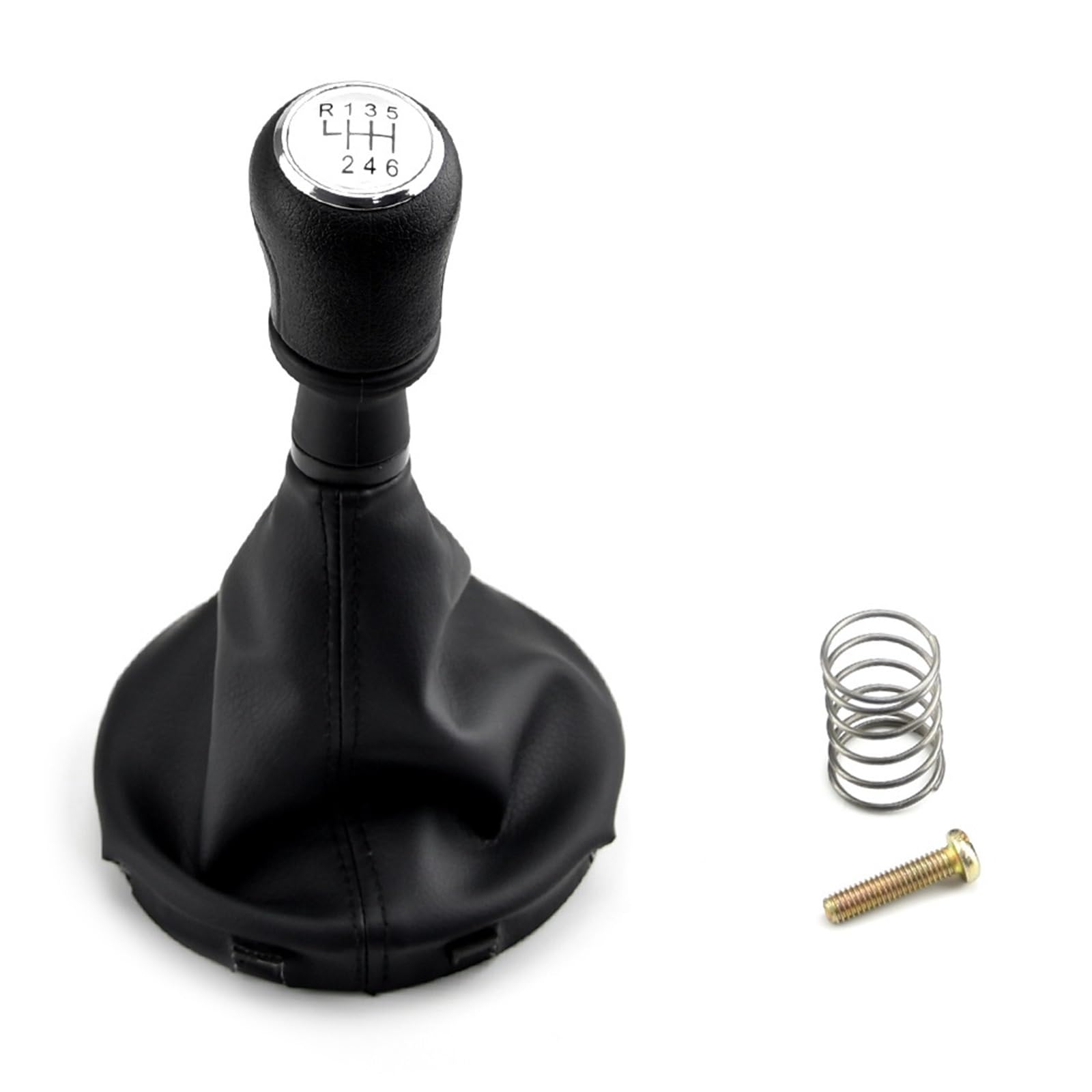 HSUKIHO Car Shift Knob Cover for VW for Transporter T5 T5.1 Gp T6 5 6 Speed Car Accessories Manual Gear Shift Knob Shifter with Gaiter Boots(6 Speed-Silver)