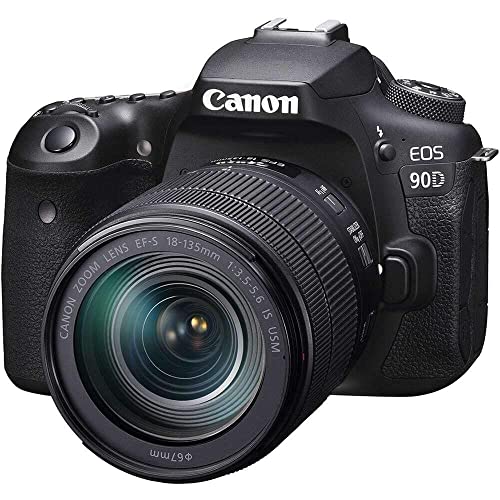 Canon Dslr Camera [Eos 90D] With 18-135 Is Usm Lens | Built-In Wi-Fi, Bluetooth, Digic 8 Image Processor, 4K Video, Dual Pixel Cmos Af, And 3.0 Inch Vari-Angle Touch Lcd Screen, Black #TOP6