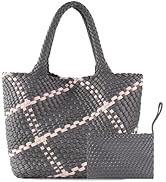 Woven Tote Bag For Women, Large Leather Top-Handle Handbag with Handmade Purse, Ladies Trendy Out...