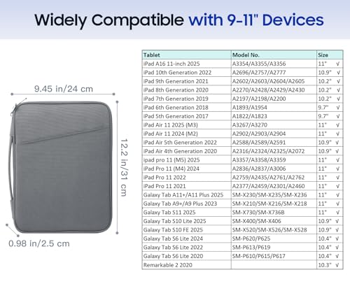 TiMOVO 9-11" Tablet Sleeve for iPad A16 & Galaxy Tab, Dark Gray - image 2