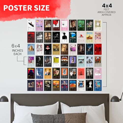 Image of VEENSHI Set of 54 Music Album Cover Posters Bundle - Minimalist Album Art Prints, Music Poster Collection, Album Cover Wall Kit | 300 GSM Thick Posters