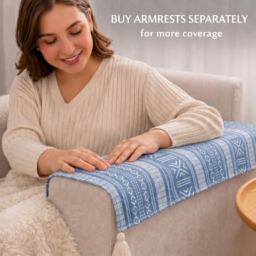 Image of STITCHNEST 'Verdant Bohemian Stories' 2 Seater Sofa Cover - Full Coverage| Elegant Jacquard Fabric, Decorative Tassels, Washable & Durable for Modern Living