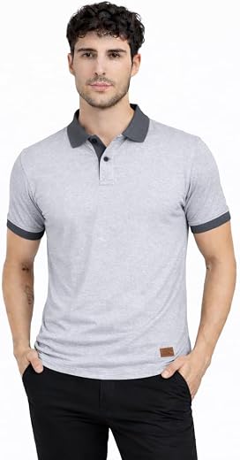 KAVORA Men’s Polo Neck T-Shirt | Contrast Collar | Regular Fit | Men’s Polo Neck T-Shirt | Regular Fit | Casual &amp; Semi-For...