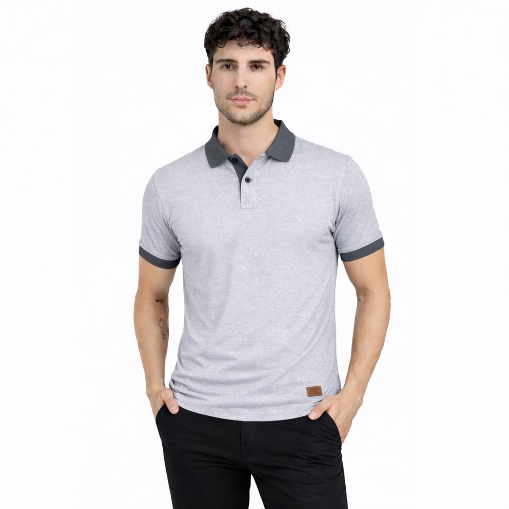 KAVORA Men’s Polo Neck T-Shirt | Contrast Collar | Regular Fit | Men’s Polo Neck T-Shirt | Regular Fit | Casual & Semi-For...