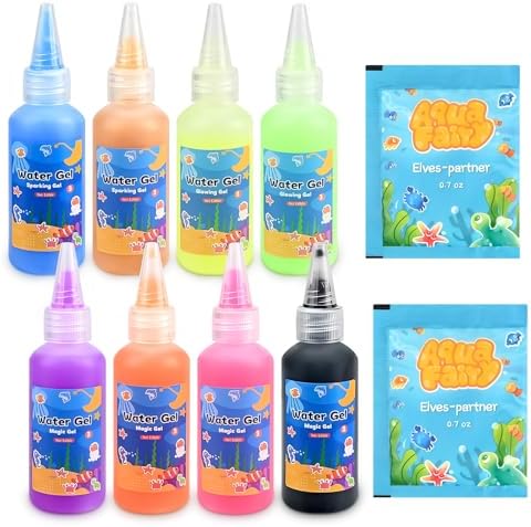 Dreamon Nachfüllset für Aqua Gelz Set –Aqua Fairy Wassergel-Set mit 8 Farben Wassergel und 2 Calciumchlorid-Packungen – Kreatives Wasserfeen Gel Set, Bastelbedarf