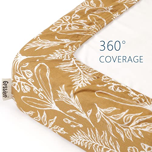 Image of GRSSDER Soft Muslin Crib Sheet 1 Pack, 100% Cotton Crib Sheets for Boys and Girls, Fit Standard Crib Mattresses 52 inch x 28 inch Safe and Snug, Yellow Leaves