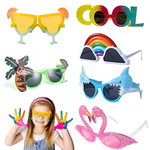 Cozczyeqco Gafas De Fiesta 6PCS De Gafas De Sol Divertidas, Gafas De Sol De Fiesta Para Uso Casual, Gafas De Hawaii Accesorios De Fiesta, Novedad Luau Gafas De Fiesta Para Niños Y Adultos