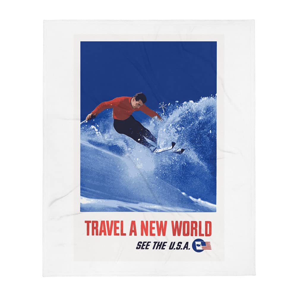 Couverture de ski rétro plaid de montagne vintage Travel a New World