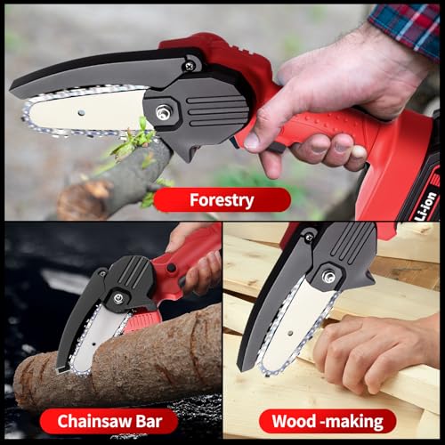 Wood Ranger Mini Chainsaw, Electric 4 inch MINI Chainsaw, Cordless Portable Electric Chain Saw for Yard, Home and Garden, Wood Cutting, Tree Trimming (2Battery&3Chain) by Generic - Image 7