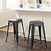 FDW 24 Inch Metal Stools Bar Stools Set Height Stackable Barstools Indoor Outdoor Dining Backless Kitchen Bar Stools Set of 4 (Black)