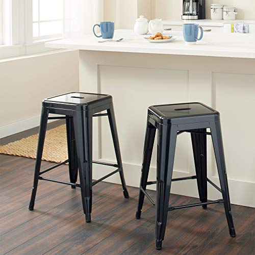 Counter Height Bar Stools Set of 4 Stackable Barstools Kitchen Counter Stool Bar Stools 30 Inches Indoor Outdoor Stool Metal Bar Stools Moden Dining Chair by FDW - Image 3