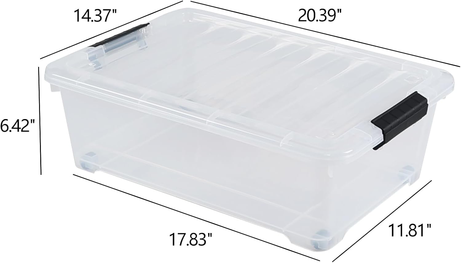 Hespama 3 Pack Plastic Storage Boxes with Lids, 20 Quart Rolling Plastic Bins for Under the Bed