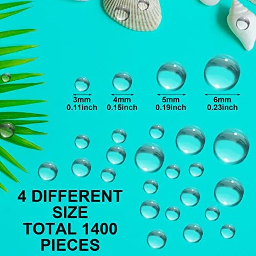 Prasacco 1400 Pieces Clear Dewdrop Water Droplets, Simulation Round Clear Waterdrop Resin Dewdrop Beads Clear Waterdrop for DIY Scrapbooking Supplies Crafts Card Making Decor3mm/4mm/5mm/6mm