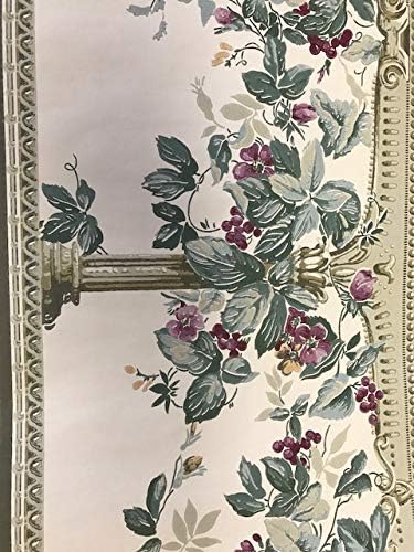CL9532B Wine Grape Antique Columns Wallpaper Border, Cream