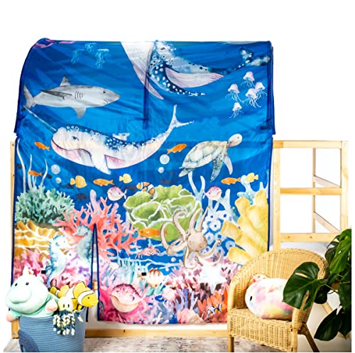 Tent for IKEA Kura Bed for Children | Kids Play or Sleep Fort for Indoors | Kids Tent | Kura Bunkbed Not Included | Back to School Decor | Under The Sea Pattern