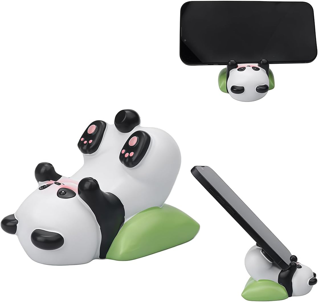 Cute Panda Phone Stand Multi-Purpose Resin Phone Holder Desk Decor for Home Office Bedroom