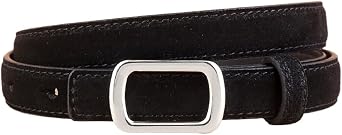 Suede Black Belt Women, Silver Buckle Fashion Leather Belts for Women Jeans Dress,Ladies Thin Belts