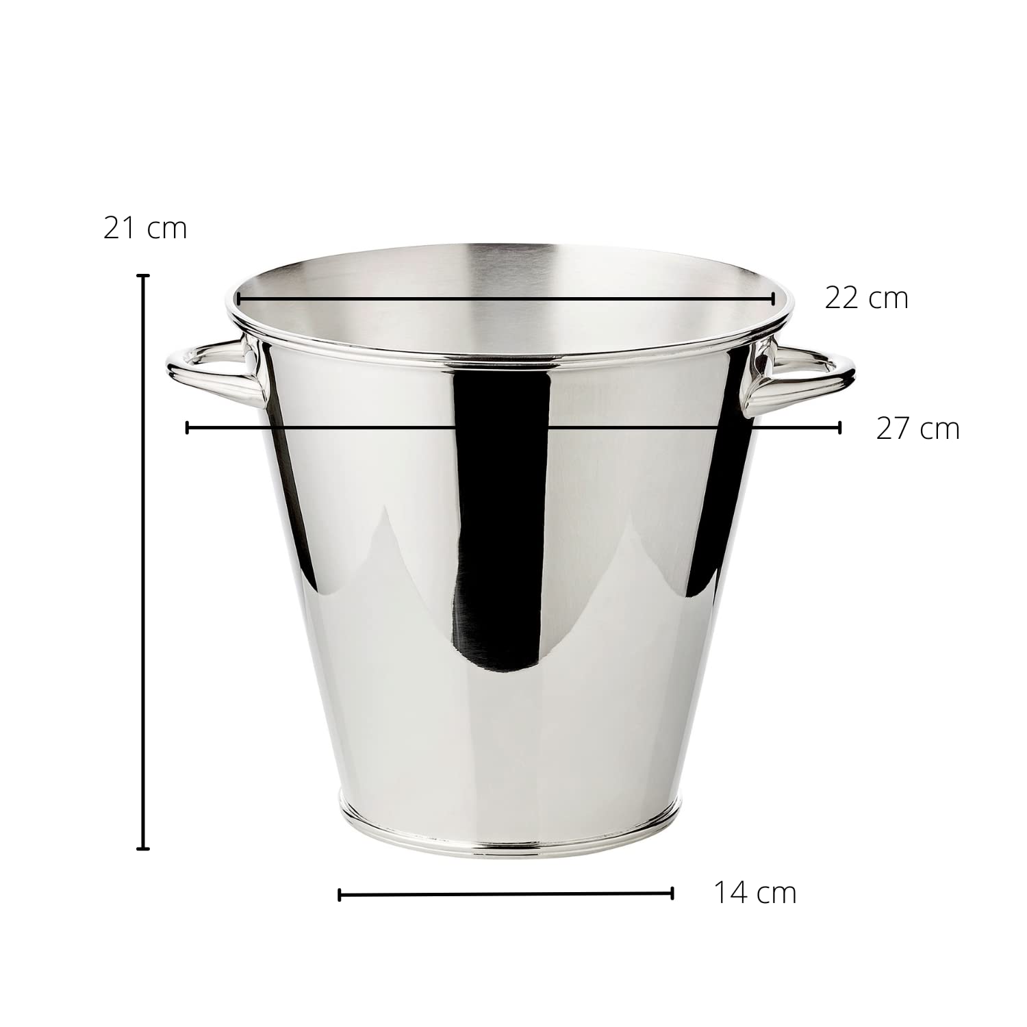 EDZARD Champanera Calo (Ø 22 cm, H 21 cm), plateada, con asas, para 1 botella – enfriador de vino, enfriador de botellas, cubitera