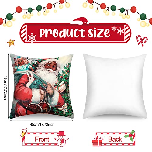 Oudain OUDAIN-CLAUS-00987 6 Pcs Christmas Santa Claus Girl Throw Pillow Cover African American Santa Cushion Decoration 18 X 18 Inch Geometric Flower Linen Pillowcase Holiday Decoration thumb #1