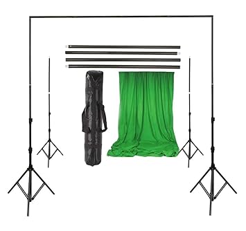 VTS Backdrop Stand Setup Photo Studio Green Backdrop Chroma Key Screen Background for Indoor-Outdoor, Commercial, YouTube Photography (9 x 9ft. -4)