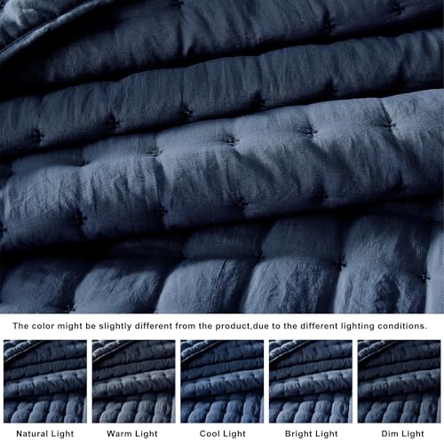 Image of WDCOZY Cloud Soft Quilt Set, Twin Size, Navy Blue, 2 Pieces 68x90 inches