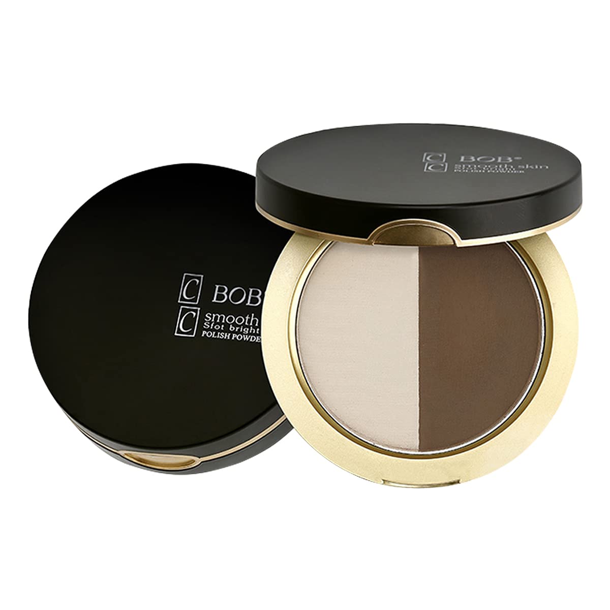 3D Two-tone Contouring Palette, Compact Powder Shade, Two-tone Highlighter, Concealer (Soft white + dark brown)
