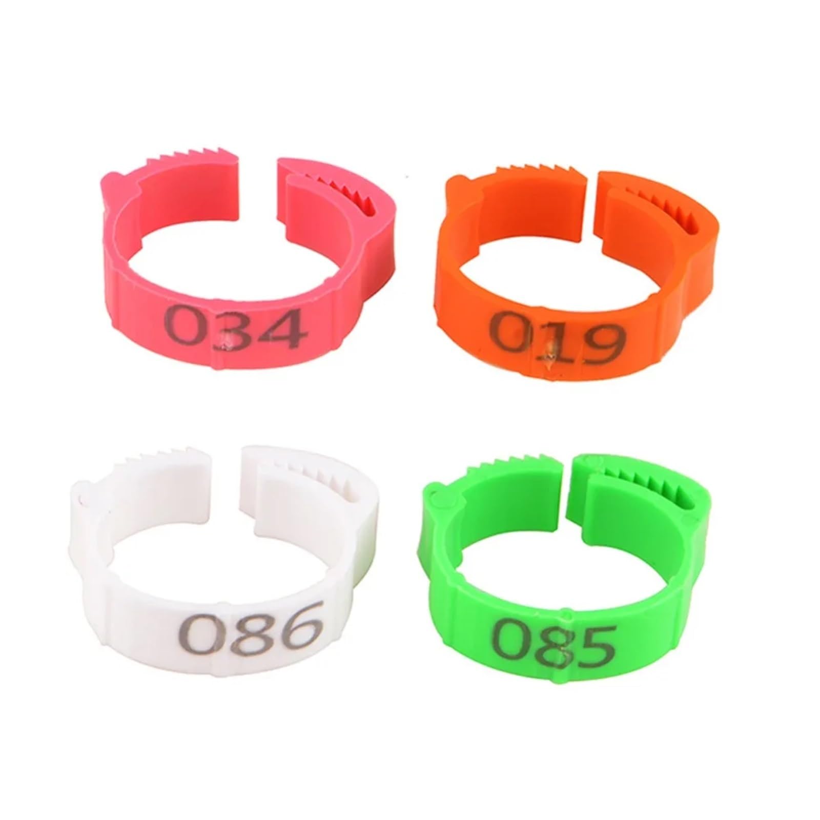 Bague Poule Lot de 100 anneaux for pattes de poulet, taille réglable, étiquette numérique, 6 couleurs, en plastique, for poussins, canards, oies, équipement agricole(Yellow)