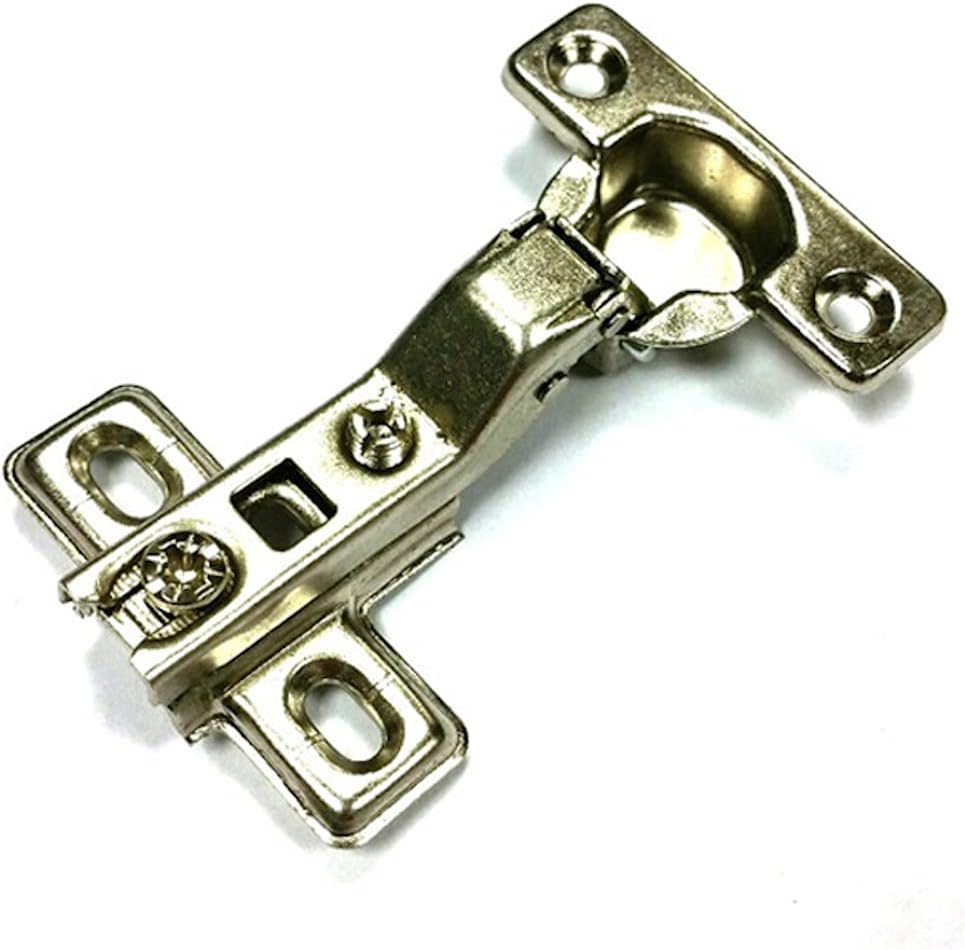 Merriway BH06006 (2 Pcs) Slide-On Kitchen Cabinet Wardrobe Hinges, Cruciform Plate Zinc Plated, Half Overlay 26mm 95 Degree