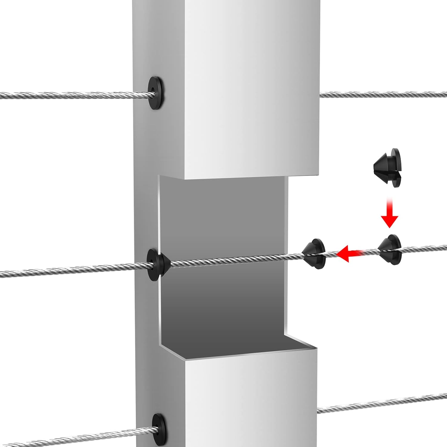 BLIKA 100 Pack Cable Railing Rubber Grommets for 1/8" 5/32" 3/16" Cables for Metal Cable Railing Posts, 1/8" Cable Railing Grommet, Cable Railing Protective Sleeves for Metal Posts, BL10-L - Image 3