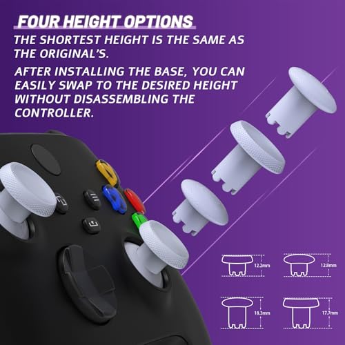 Image of eXtremeRate ThumbsGear V3 Interchangeable Thumbsticks for Xbox Core Controller, 4 Height Adjustable Convex and Concave Grip Joysticks for Xbox One S /X /Elite, for Nintendo Switch Pro - Original White