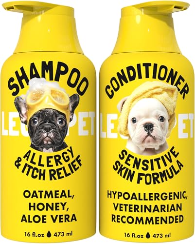 LEGITPET Oatmeal Dog Shampoo & Conditioner Itch & Allergy Relief with Honey & Aloe Hypoallergenic...