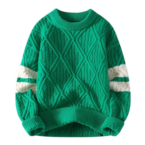 Autumn and Winter Round Neck Sweater for Men, Loose and Contrasting Color Casual Versatile Base Sweater for Men