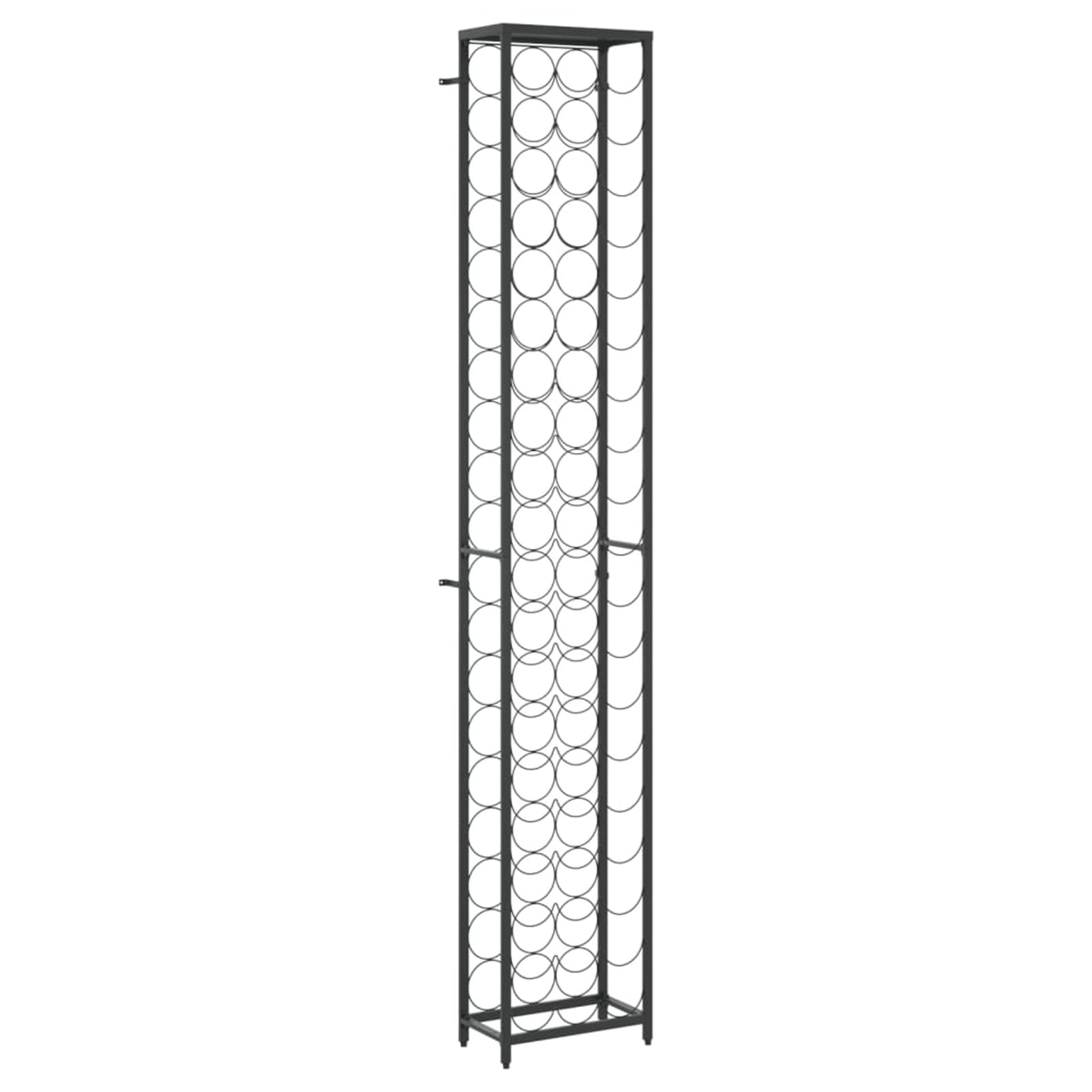 Homgoday Mobili - Botellero de 57 botellas, color negro, 34 x 18 x 200 cm, de hierro forjado, botellero de vino, botellero de vino, botellero de vino, mueble para vino