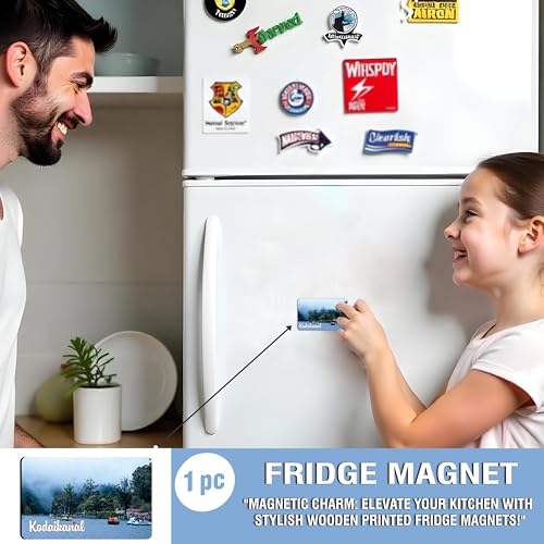 Image of Elegant Fridge Magnet with Themes |Rectangular Size Refrigerator Magnet with Magnetic Rubber Back | Pack of 1, 8.6cm X 5.4cm (Kodaikanal - Design 1)