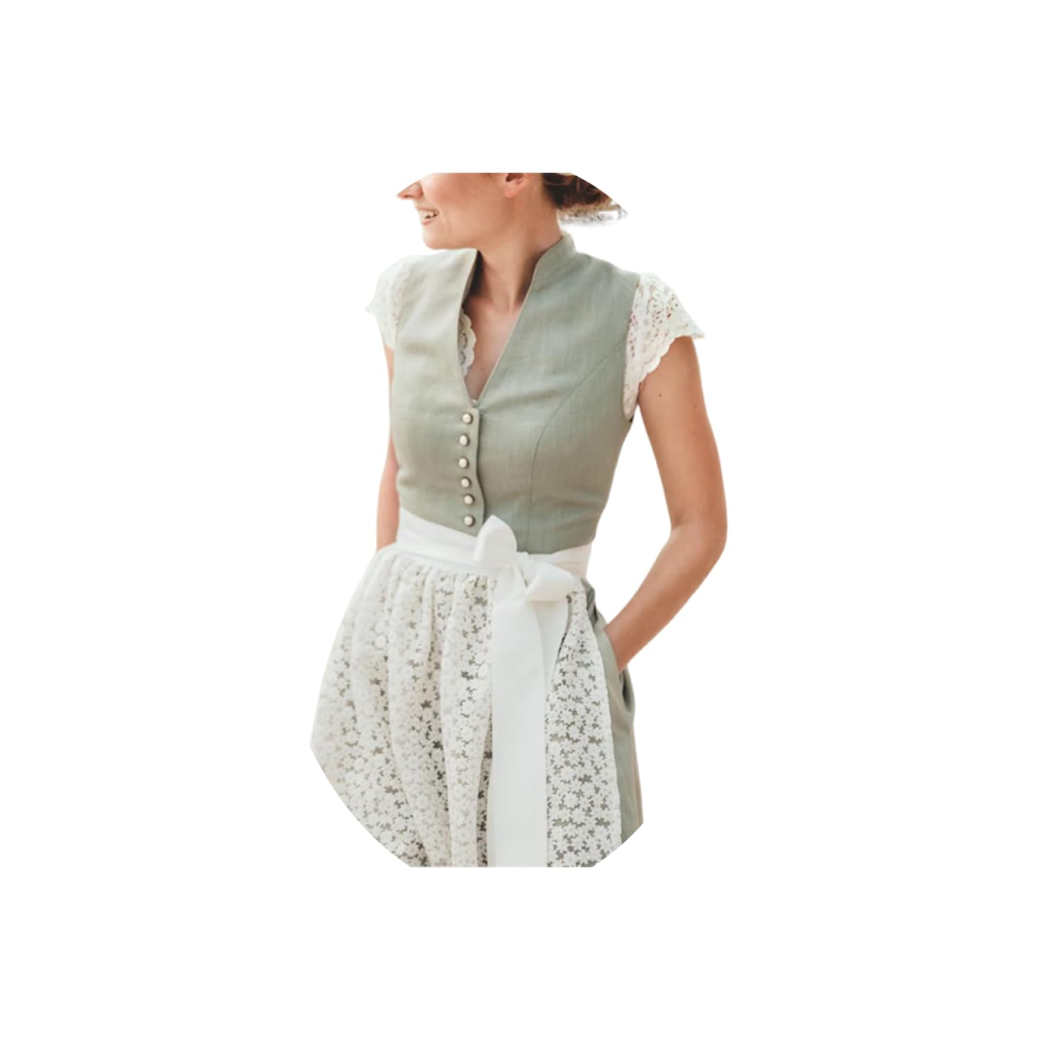 ORANDESIGNE Dirndl für Damen Tracht Dirndl Kleid Midi Trachtenmode Dirndelkleider für Oktoberfest Besondere Anlässe