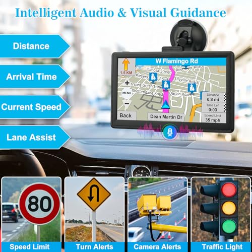 7 Inch GPS Navigator for Car, GPS Navigation System for Truck Commercial Drivers with 2025 US/CA/MX Offline Map Free Update, GPS for 7 Vehicles with POI Search, Voice Drive Guidance Red Light Warning - Image 3