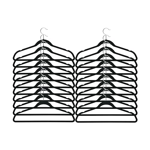Cintres en velours noir gain de place Honey-Can-Do, cintres fins antidérapants pour dressing - 5